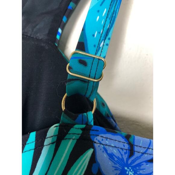 Swimsuits For All Plus Sz 26 Blue Hawaiian High Neck Wrap Swimdress Beach - Picture 14 of 16